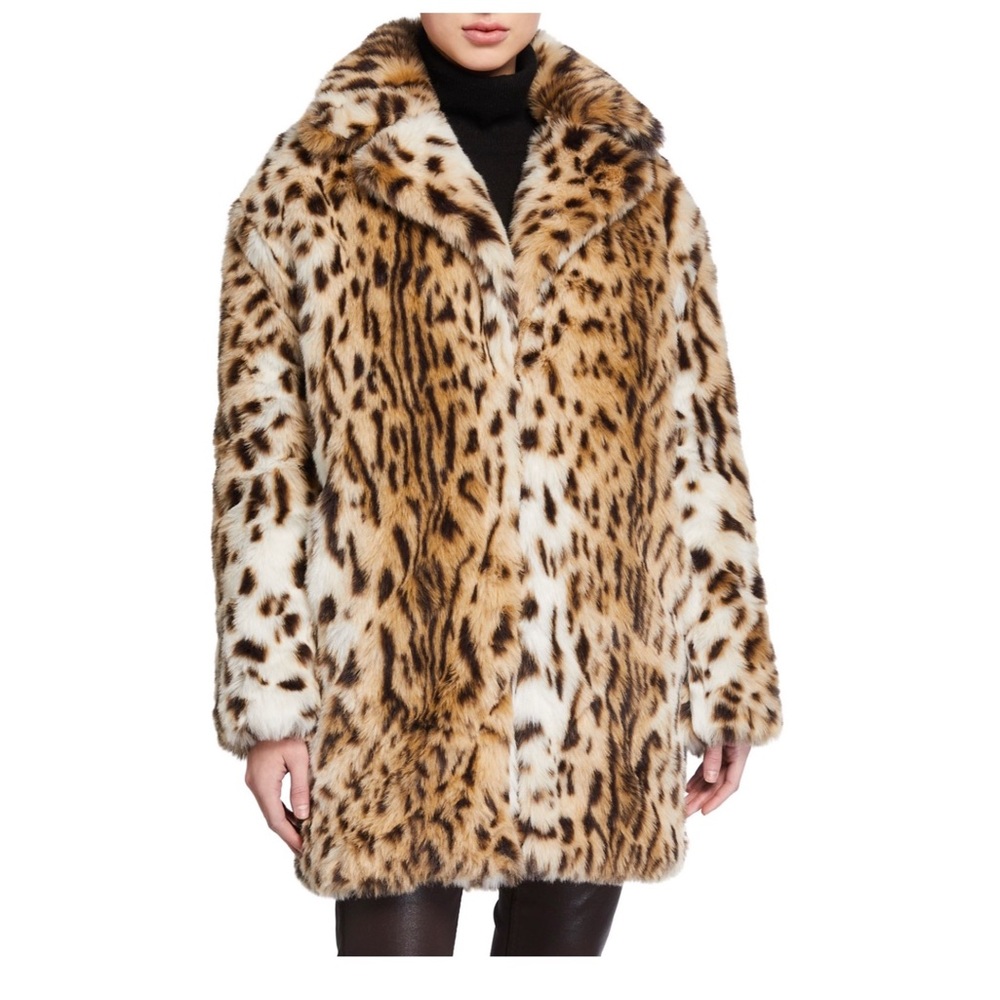 Pam & Gela Leopard print faux fur coat